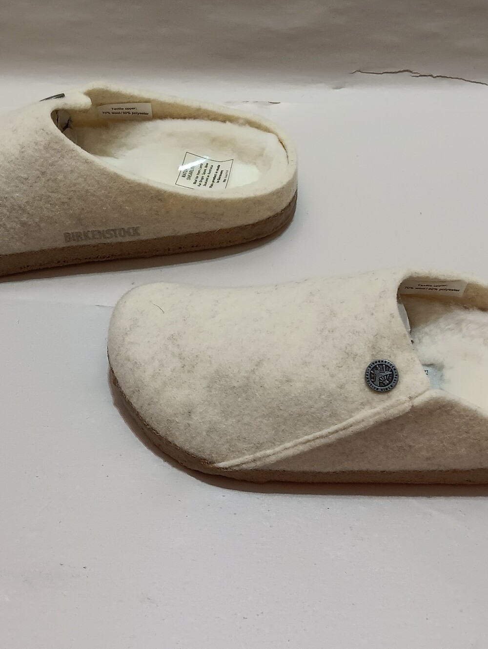 Birkenstock Zermatt Rivet Slippers EU37, US L6, M4 Ecru Wool Felt Slip On Shoes - Picture 6 of 9